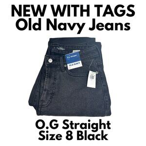 Old Navy O.G Straight Leg Jeans Black Size 8 NWT